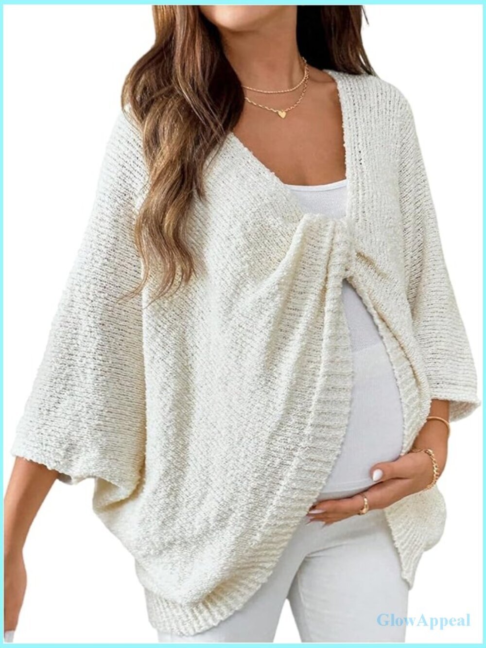 Maternity Twist Front V Neck Long Sleeve Pullover Sweater